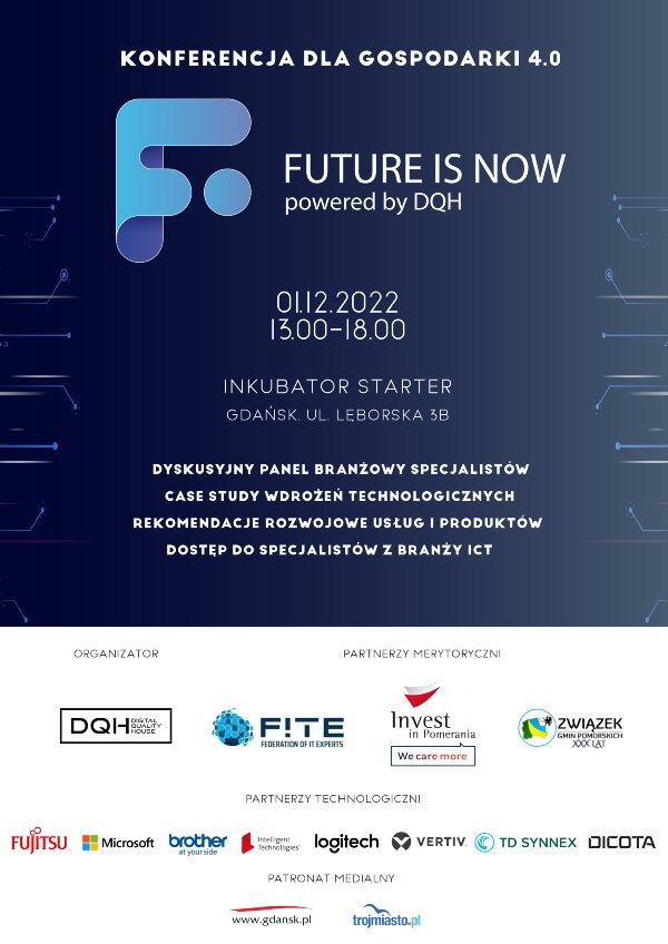 baner promujący konferencję FUTURE IS NOW! POWERED BY DQH