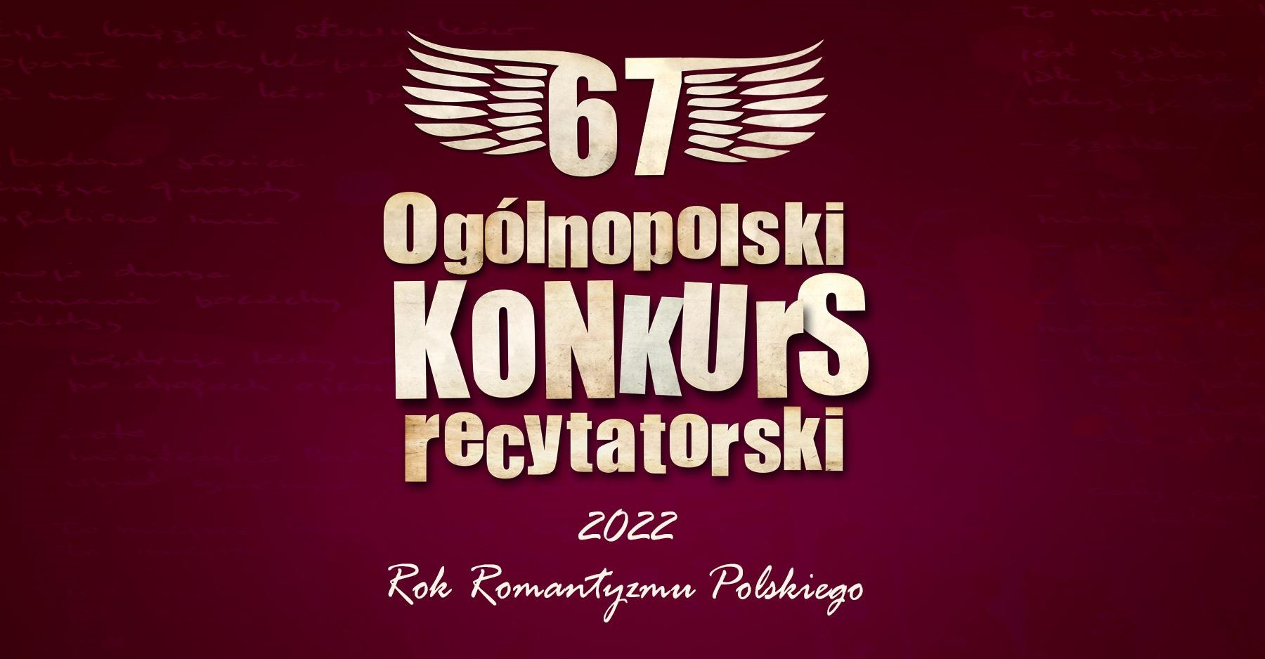 baner promujący 67. Ogólnopolski Konkurs Recytatorski - eliminacje miejskie