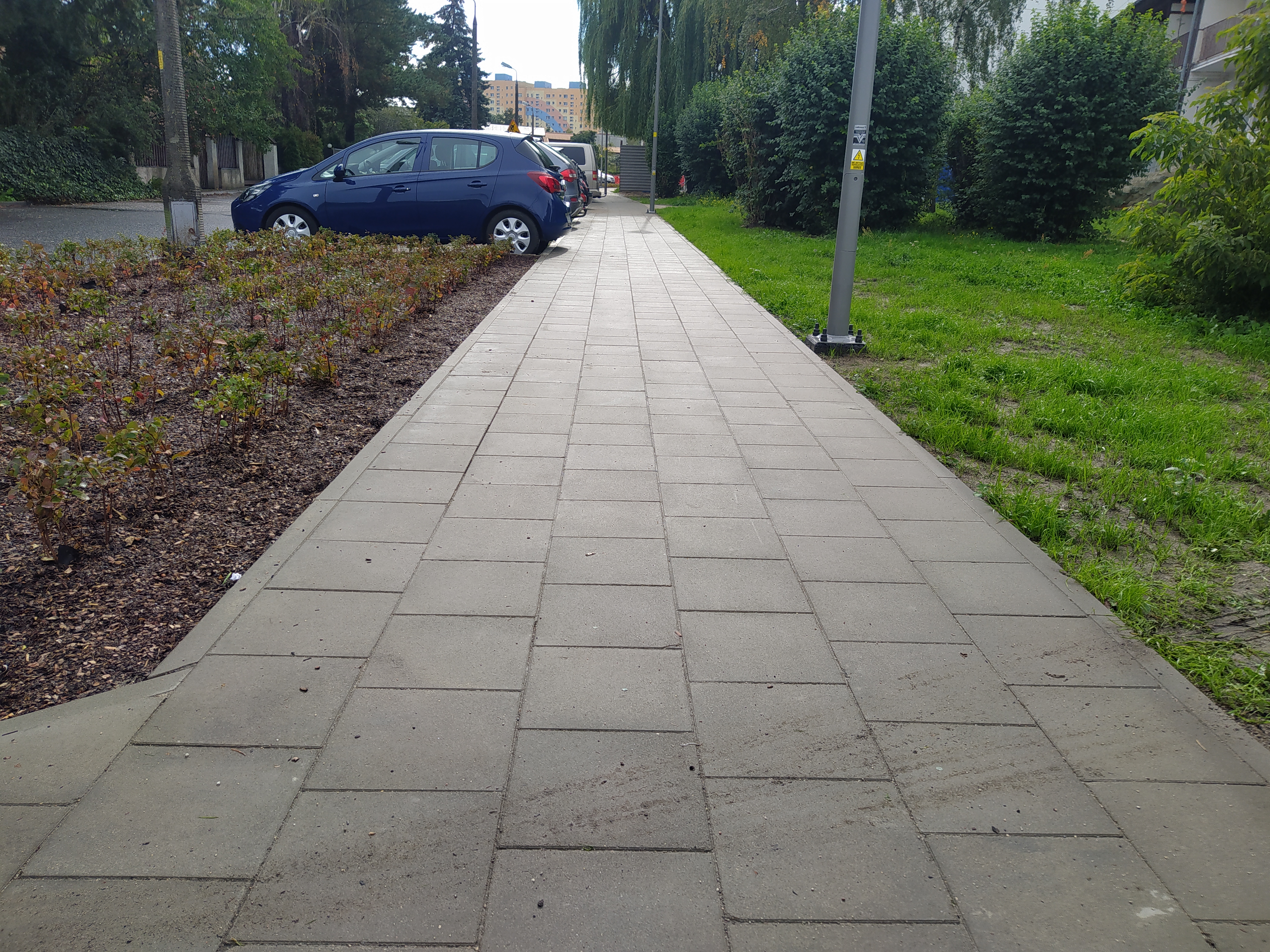 Zdjęcie przedstawia nowy chodnik wzdłuż ulicy Braci Majewskich