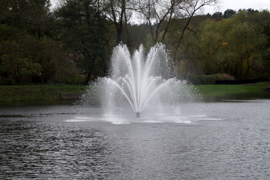 wielostrumieniowa fontanna na zbiorniku wodnym 